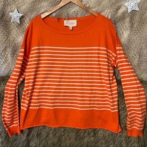 🌵 Vince Camuto Orange Long Sleeve Striped Shirt